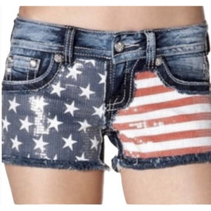 Miss Me Flag Jean Shorts American USA 4th of July Size 29